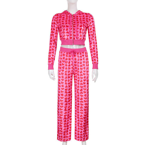 Load image into Gallery viewer, 2pc Set Love Printed Hooded Cardigan