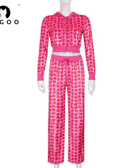 Load image into Gallery viewer, 2pc Set Love Printed Hooded Cardigan