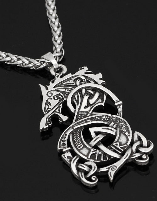 Load image into Gallery viewer, Viking Dragon Pendant Necklace