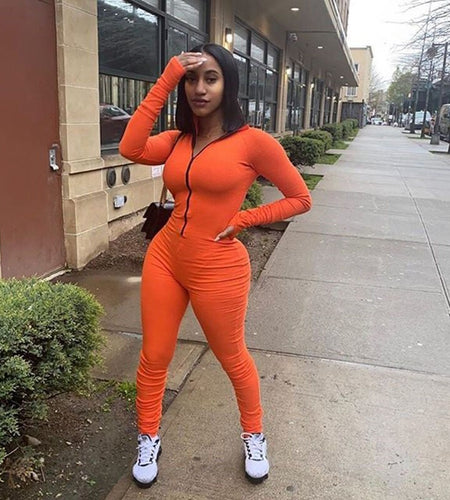 Turtleneck Gloved Sleeve Jumpsuits